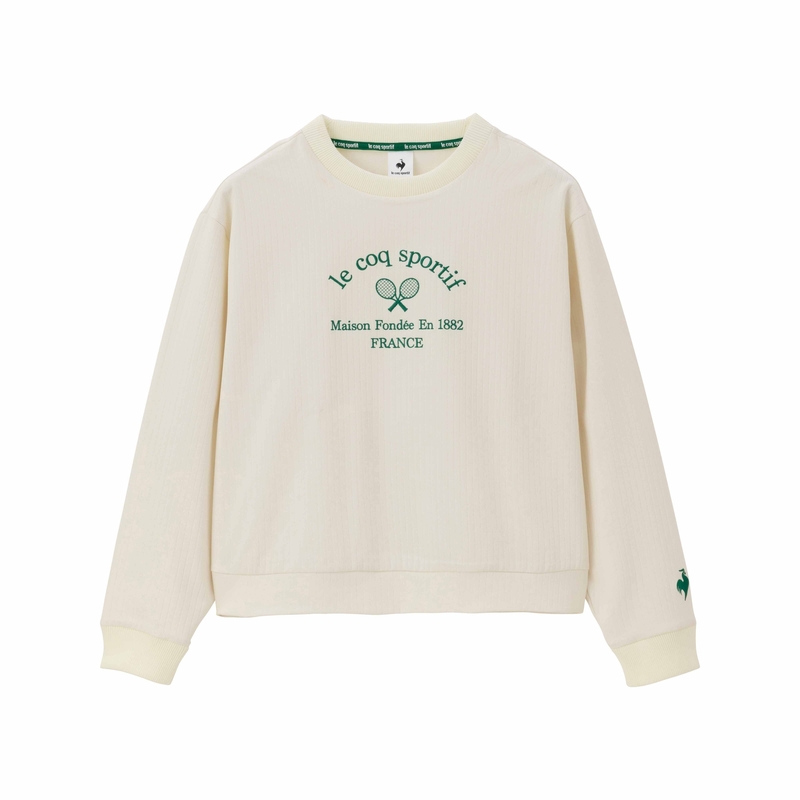 LADIES` LE CLUB DE LCS TENNIS-LCS PLUME RIB CLOTH CREW NECK SWEAT SHIRT