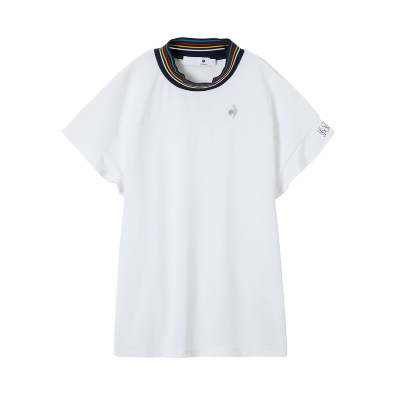 LADIES` [WIDE SILHOUETTE] SHORT SLEEVE MOCK NECK SHIRT
