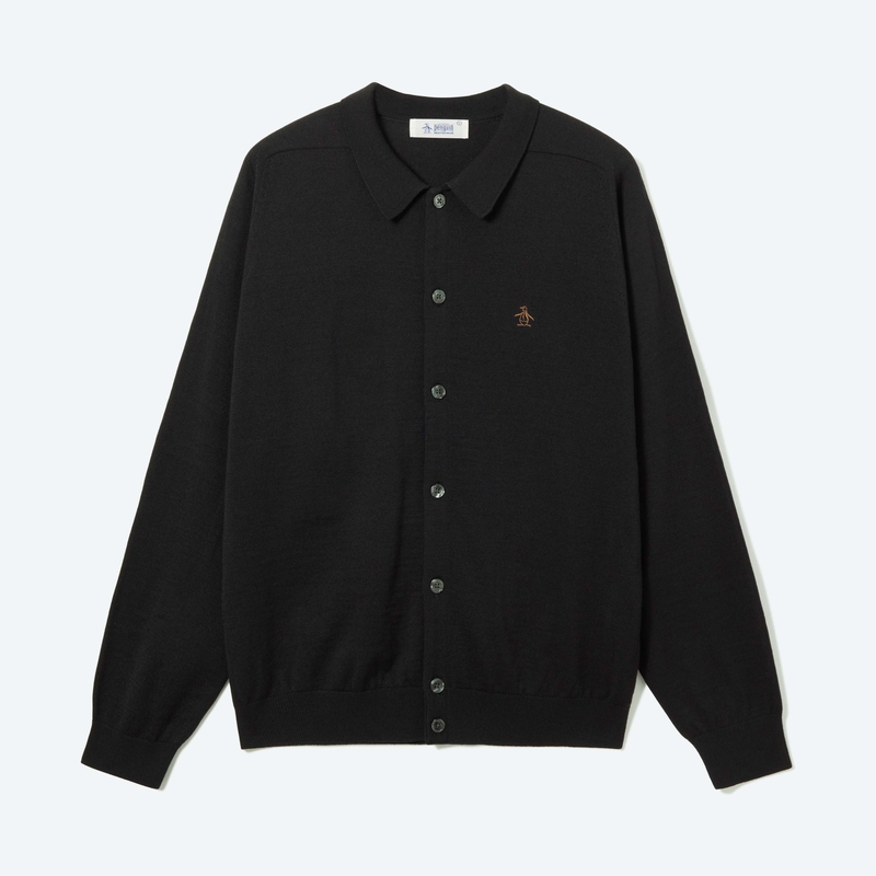 MEN`S SADDLE SHOULDER POLO CARDIGAN