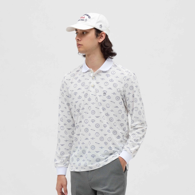MEN`S SUNCREEN LOGO ALLOVER PRINT LONG SLEEVE SHIRT