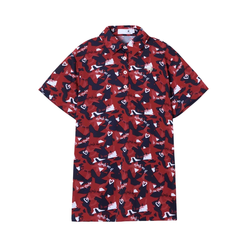 LADIES` ALLOVER DESIGN SHORT SLEEVE SHIRT