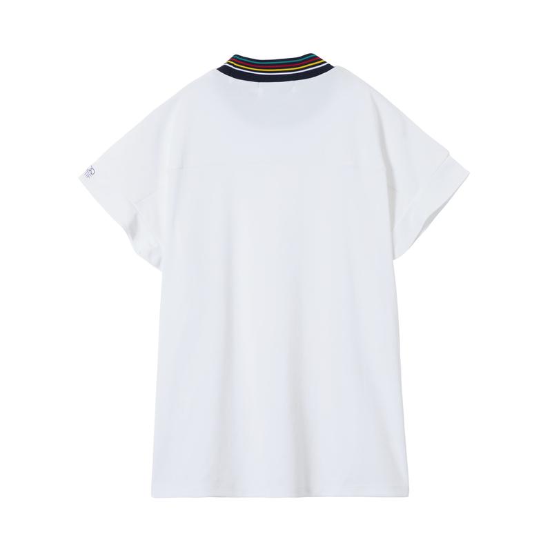 LADIES` [WIDE SILHOUETTE] SHORT SLEEVE MOCK NECK SHIRT