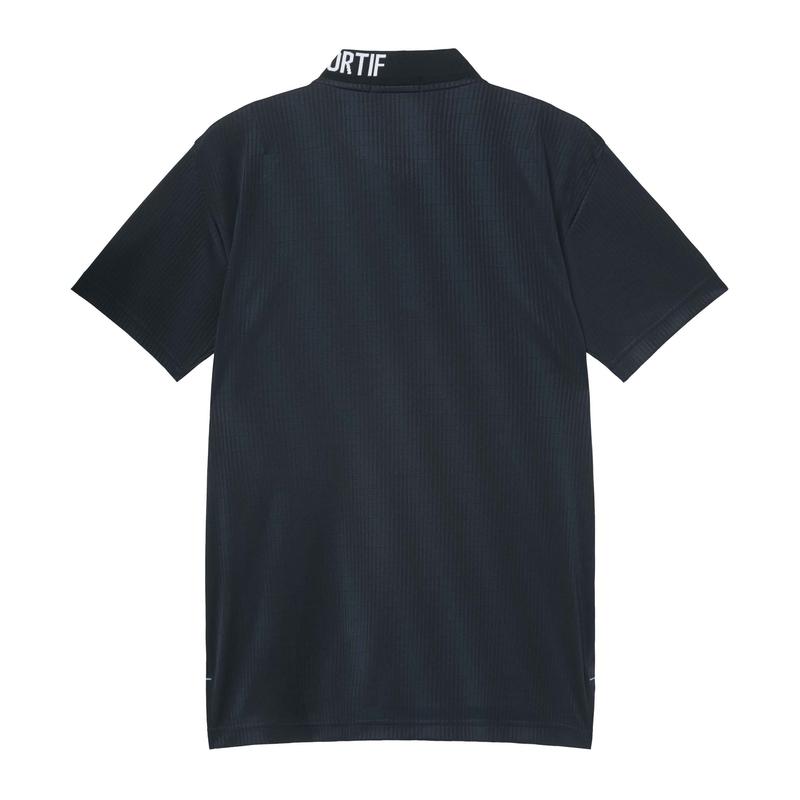 MEN`S STRIPED JACQUARD SHORT SLEEVE HALF ZIP SHIRT