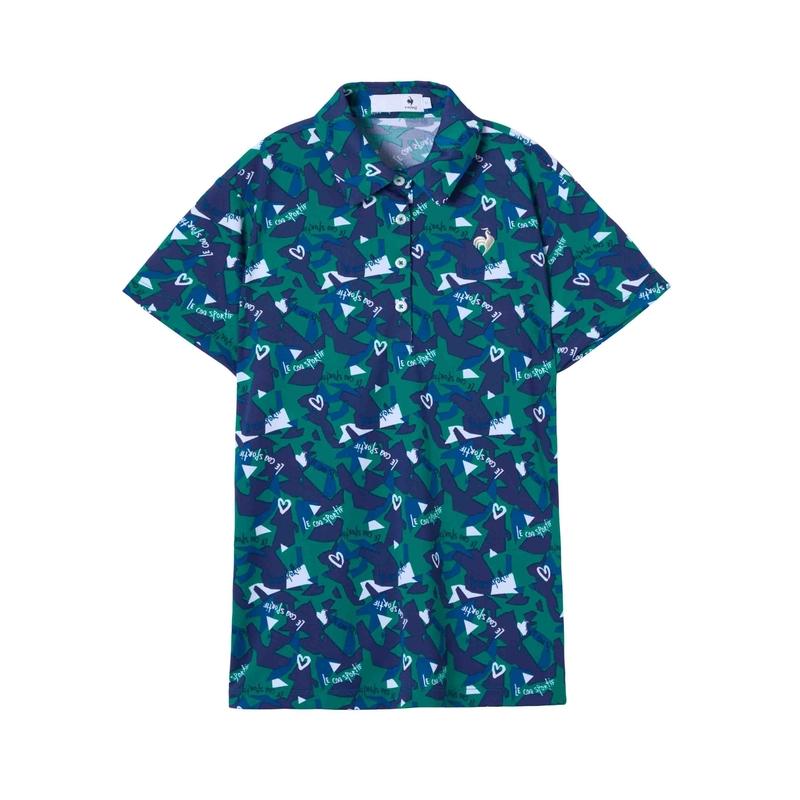 LADIES` ALLOVER DESIGN SHORT SLEEVE SHIRT